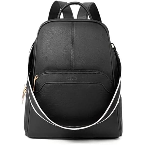 Womens Backpack Purse Vegan Leather Black